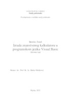 prikaz prve stranice dokumenta Izrada znanstvenog kalkulatora u programskom jeziku Visual Basic